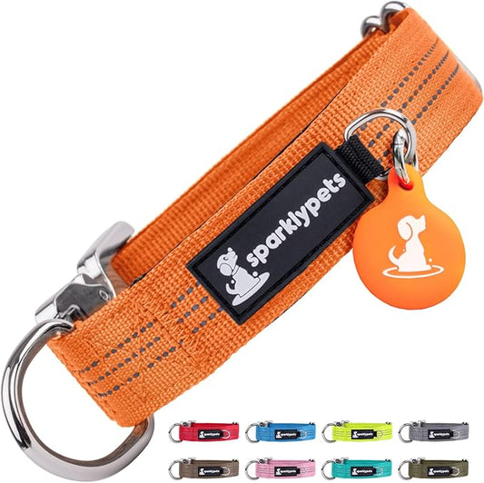 SparklyPets Small Dog Collar with Quick Release Buckle & AirTag Holder – Collars for Female Dogs & Boys with Reflective Stripes & Soft Lining – Perfect for Small & Medium Breeds