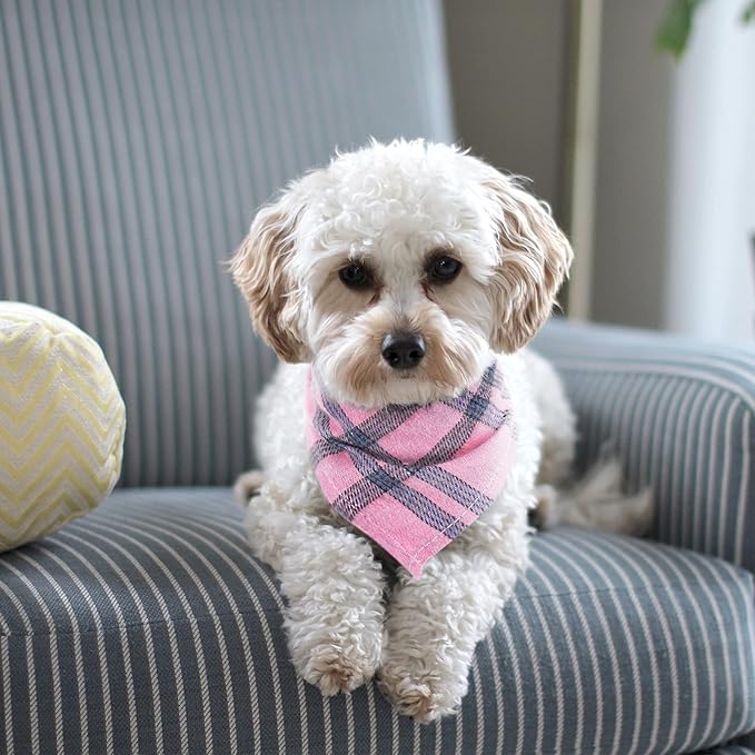 Segarty Dog Bandanas, 30 Pack 22.8"x15.7" Triangle Plaid Bibs Pet Scarf Accessories Bulk for Medium Small Dogs Cats Large Puppy Dogs, Adjustable Washable Reversible Boy Pets Birthday Kerchief
