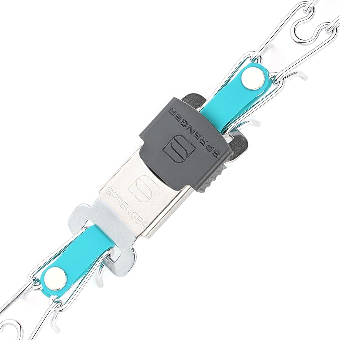 Herm Sprenger Chrome Plated Steel Dog Collar with Quick Release ClicLock Buckle and Biothane Insert Training Collar for Dogs Made in Germany (Sky Blue, 16in x 2.25mm(Neck Size up to 13-14in))