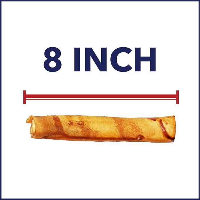 Pet Factory 100% Made in USA Beefhide 8" Rolls Dog Chew Treats - Beef & Chicken Flavor, 10 Count/1 Pack