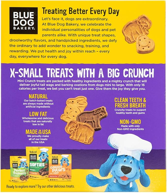 Blue Dog Bakery Natural Dog Treats, Mini Crunch, Assorted Flavors, 16.2oz, 3 Count
