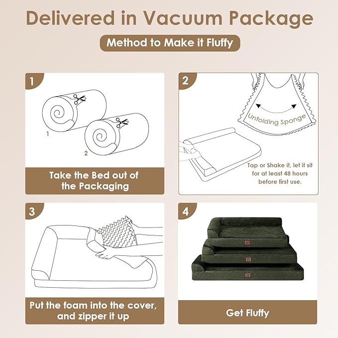 EHEYCIGA Memory Foam Dog Bed Medium Sized Dogs, Waterproof Dog Bed Orthopedic with Washable Removable Cover, Non-Slip Pet Bed Couch for Crate, 30x20x6 Inches, Dark Green