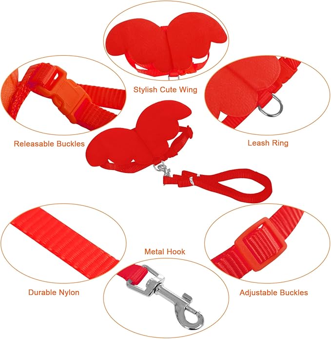 KAMA BRIDAL Duck Walking Harness and Leash Chicken Duck Outdoor Training Rope Adjustable Rope for Pet Poultry Hen Cock (S, Red)
