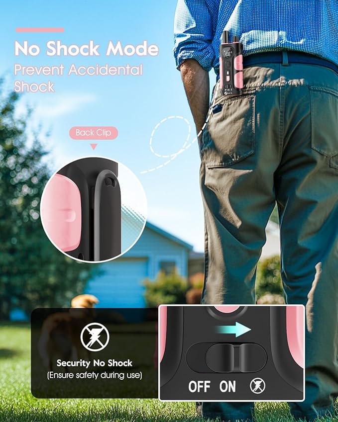 Dog Shock Collar,4200FT Dog Training Collar with Remote,IPX8 Waterproof E-Collar with Beep,Vibration,Shock,Flash Light,No Shock Mode,Electric Shock Collar for Small Medium Large Dogs,Pink