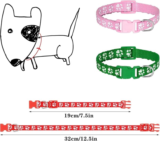 12 Pack Puppy Collars for Litter, Adjustable Puppy ID Collars Soft Nylon Whelping Collars for Newborn Litter Pets Medium
