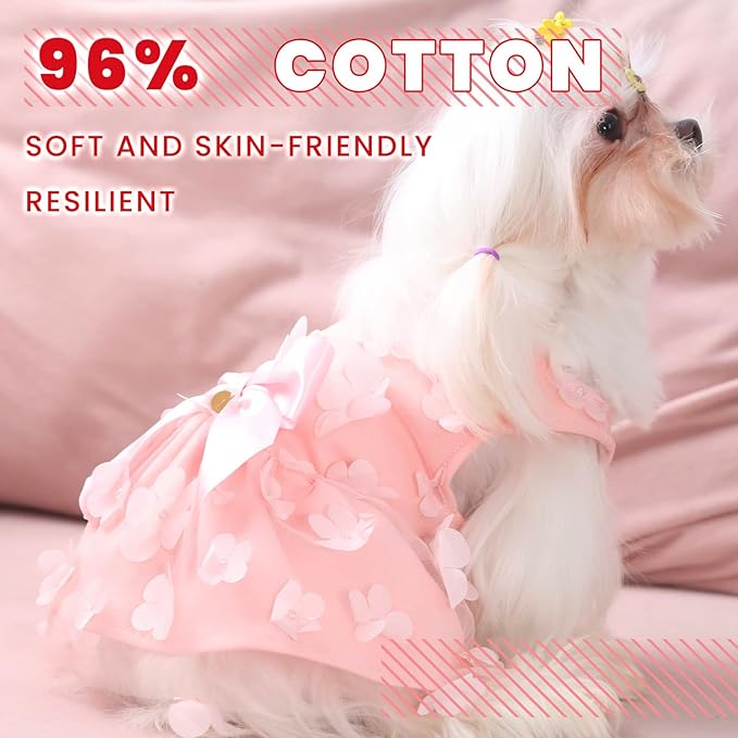 Laifug Dog Dress Puppy Print Princess Dog Dress Cute Party Wear (Pink, S)