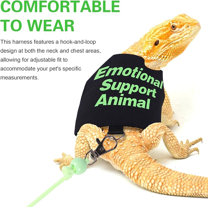 Bearded Dragon Harness and Leash Set Adjustable Reptile Lizard Leash Rope Vest Clothes Starter Kit Accessories for Small Animal Outdoor Walking Training