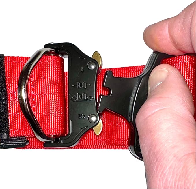 Tactical Dog Collar 2 Inch Wide Thick Heavy Duty Military Style with Metal Buckle, Adjustable for Medium - Large Breeds, Durable K9 Training Gear with Patch Area, USA Flag Patch, Strong and Secure Fit