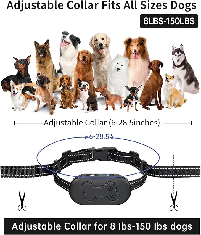 Dog Shock Collar with Remote Control - Rechargeable Dog Training Collar, IPX7 Waterproof E Collar for Dogs with 4 Safe Modes Flashlight Beep Vibration Shock Ideal for All Dog Sizes (8-150lbs) Grey