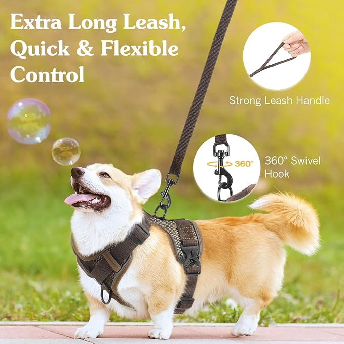 Cat Harness and Leash Set for Walking, Adjustable Kitten Vest Harness with Reflective Strip Breathable Mesh, Escape Proof Soft Pet Safety Vest for Cats, Kittens, Puppies, L Coffee