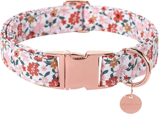 Dog Collar for Summer,Little Flower Dog Collar,Cotton Puppy Collar with Adjustable Buckle for Small,Medium,Large Girl Boy Dog