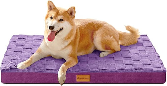 Patas Lague Orthopedic Dog Bed for Medium Dogs, Waterproof Soft Warm Comfortable Egg Crate Foam Medium Pet Beds Mat with Removable Washable Cover and Nonskid Bottom, 30''X20'' Purple