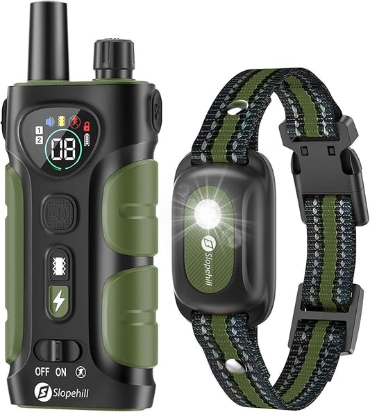 Dog Shock Collar,4200FT Dog Training Collar with Remote,IPX8 Waterproof E-Collar with Beep,Vibration,Shock,Flash Light,No Shock Mode,Electric Shock Collar for Small Medium Large Dogs,Green