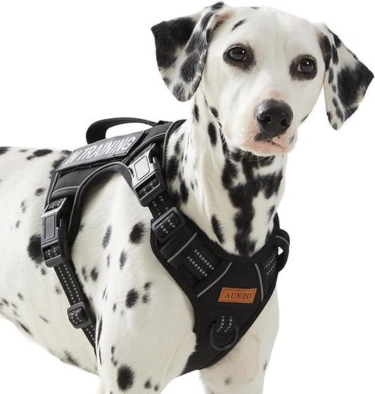 Tactical Dog Harness Medium Sized Dog, No Pull Pet Harness, Adjustable Dog Vest for Easy Walking, Breathable Oxford Material, Reflective Strips with Metal Front Clip Control, Black