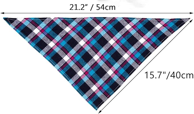 Segarty Dog Bandanas, 30 Pack 22.8"x15.7" Triangle Plaid Bibs Pet Scarf Accessories Bulk for Medium Small Dogs Cats Large Puppy Dogs, Adjustable Washable Reversible Boy Pets Birthday Kerchief