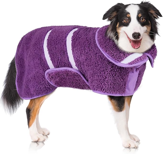 Unicorn Catcher Dog Bathrobe Super Absorbent Dog Towels for Drying Dogs Large Quick Drying Dog Robes for After Bath Soft Dog Drying Towel Adjustable Dog Drying Coat to Keep Dog Warm(S-XXL), Purple