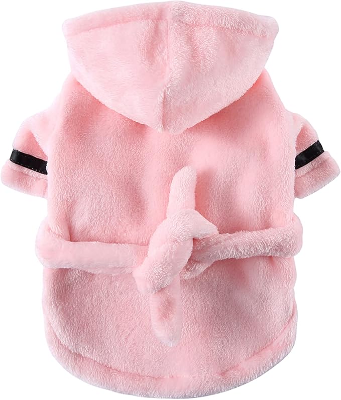 Petyoung Pet Bathrobe Dog Pajama Thickened Hooded Bathrobe Quick Drying and Super Absorbent Dog Bath Towel Soft Pet Nightwear for Puppy Small Dogs Cats