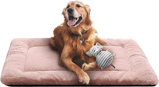 Ultra Soft Dog Bed & Kennel Pad for Large Dogs - Washable & Anti-Slip, Fits Metal Crates, 42" Pink