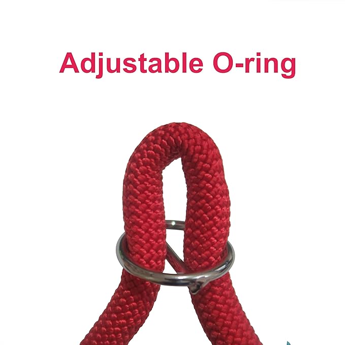 Braided Round Martingale Dog Collar, Training Collar with Slidable Stop Ring - Ideal for Medium/Large Dogs (M+(1/2") - 18" Long, Red)