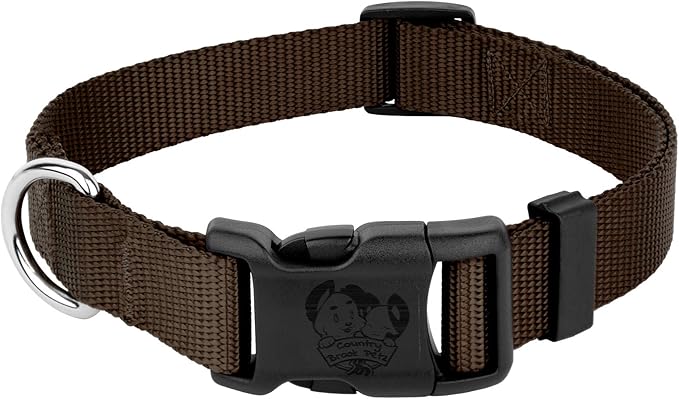 Country Brook Petz - American-Made Dog Collar for Large, Medium, and Small Dogs and Puppies - Deluxe Heavy Duty Nylon in 33 Dazzling Colors (Extra Large, 1 Inch Wide, Brown)