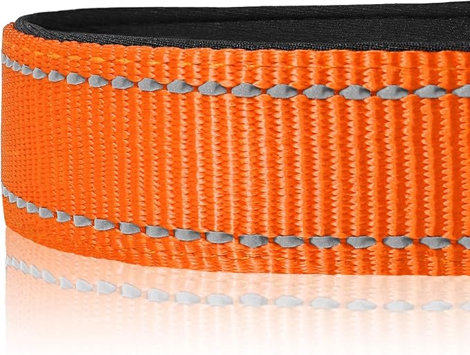 Joytale Reflective Dog Collar,Soft Neoprene Padded Breathable Nylon Pet Collar Adjustable for Extra Large Dogs,Orange,XL