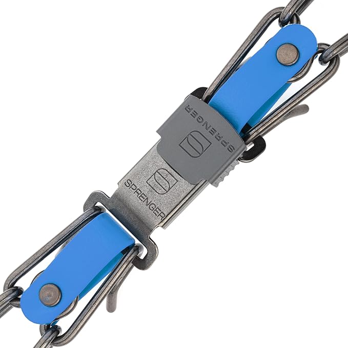 Herm Sprenger Black Stainless Steel Dog Collar with Quick Release ClicLock Buckle and Biothane Insert Training Collar Made in Germany (Cerulean Blue, 25in x 4.0mm(Neck Size up to21-22in))