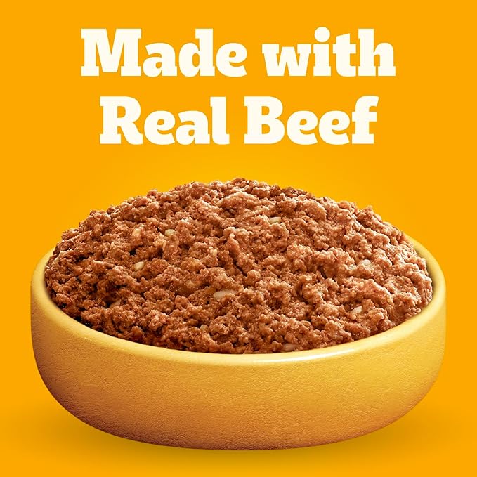 PEDIGREE CHOPPED GROUND DINNER Adult Soft Wet Dog Food, Bacon and Filet Mignon Flavor, 3.5 oz Pouches, 16 Pack