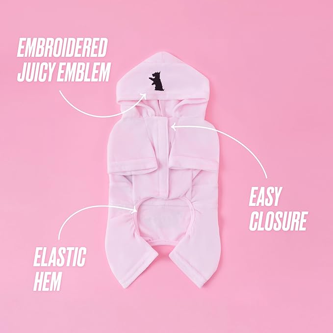 Juicy Couture Hooded Pet Juicy Bling Velour Tracksuit Chest 24 inches for Small Dogs and Cats - Pink - M/L