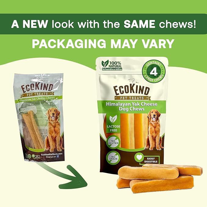 EcoKind Yak Cheese Chews | 1 Stick - 5 oz. | Healthy, Odorless, Rawhide-Free Dog Treats, Long-Lasting Dog Bones for Aggressive Chewers, Indoors & Outdoor Use, Made in The Himalayans