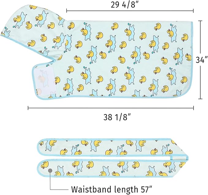 HDE Dog Bathrobe Super Absorbent Quick Drying Towel with Hood for All Dog Breeds Sizes S-XXL - Rubber Duck Puddles - XXL