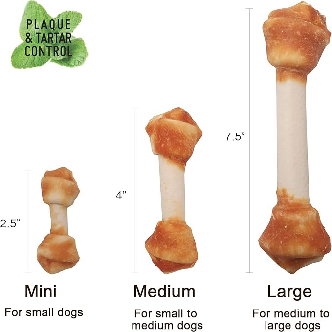 Premium Dog Chew Bones, Made with Real Chicken, Rawhide Alternative, Made with Limited Ingredients, Highly Digestible (Mini 18pcs/Pack)