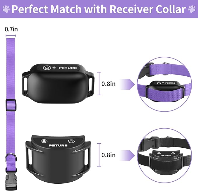 Replacement Collar for Shock Collar, Stylish & Comfortable Nylon Dog Collar with Quick Release Buckle, Compatible with PetSafe Bousnic Sportdog Garmin E Collar Replacement Strap(Purple & Black)