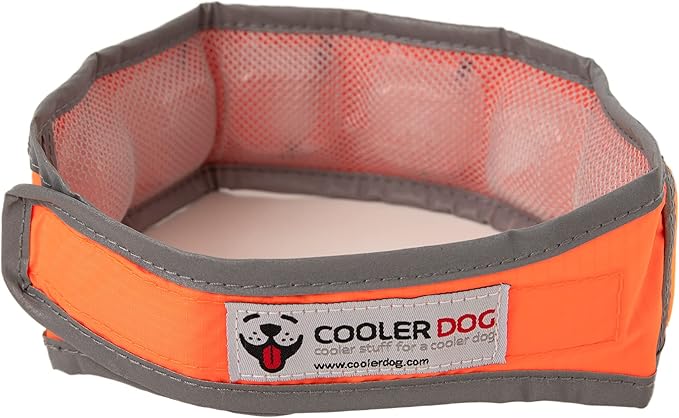 Hi-Vis Dog Cooling Collar - Orange Reflective Re-Freezable Ice Collar (Medium)