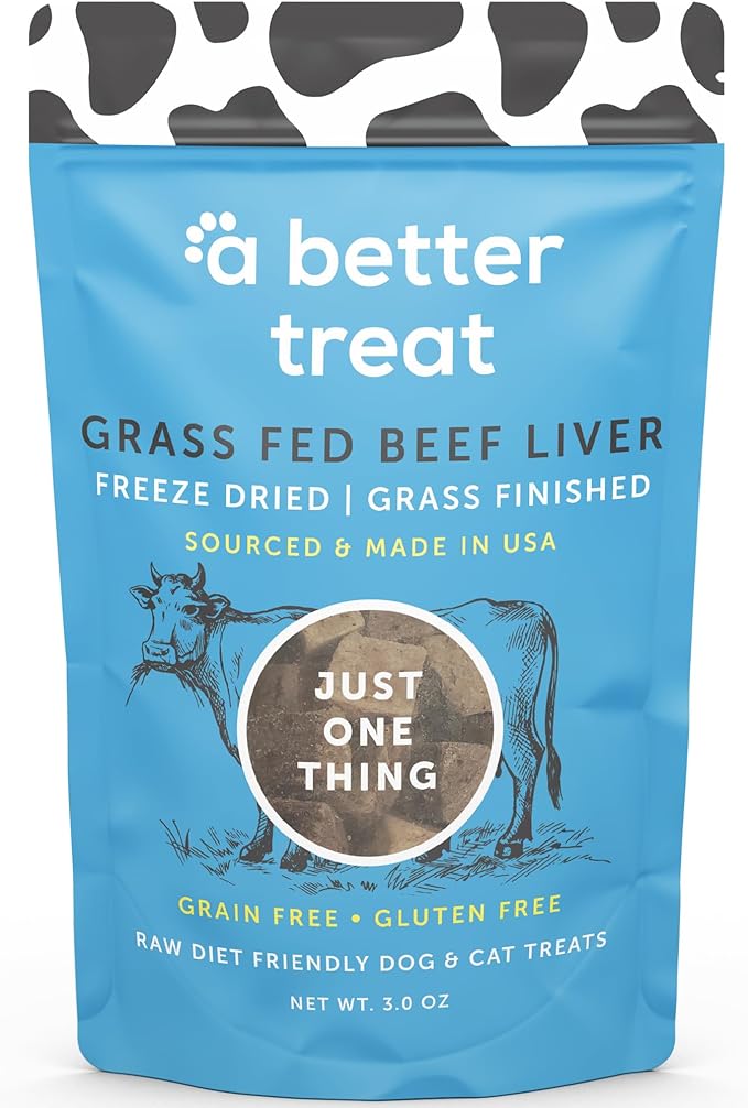A Better Treat – Freeze Dried 100% Grass Fed & Finished Beef Dog Treats, Beef Liver, Single Ingredient | Natural, Healthy, High Value | Grain Free, High Protein, Diabetic Friendly | Made in The USA