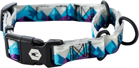 Wolfgang Heavy Duty Martingale Dog Collar with Quick Release Nylon Buckle for Walking & Training, RockyPeaks Print, Large