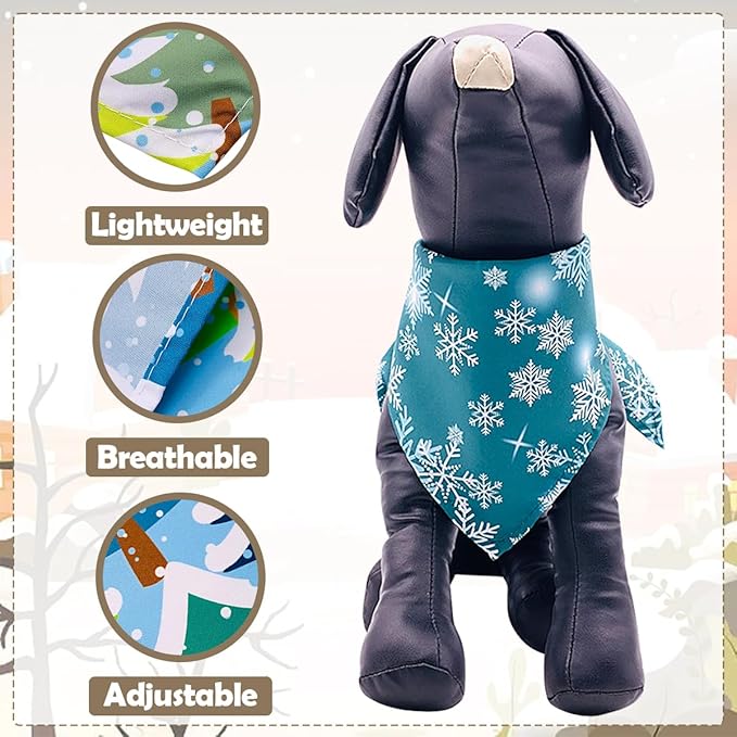 50PCS Big Dog Bandanas Winter Bulk 33Inch for Large XL Breed Dog Snow Forest Ice PineTree Pattern Kerchief Triangle Bibs Head Scarves for Boys and Girls Grooming Accessories Costume