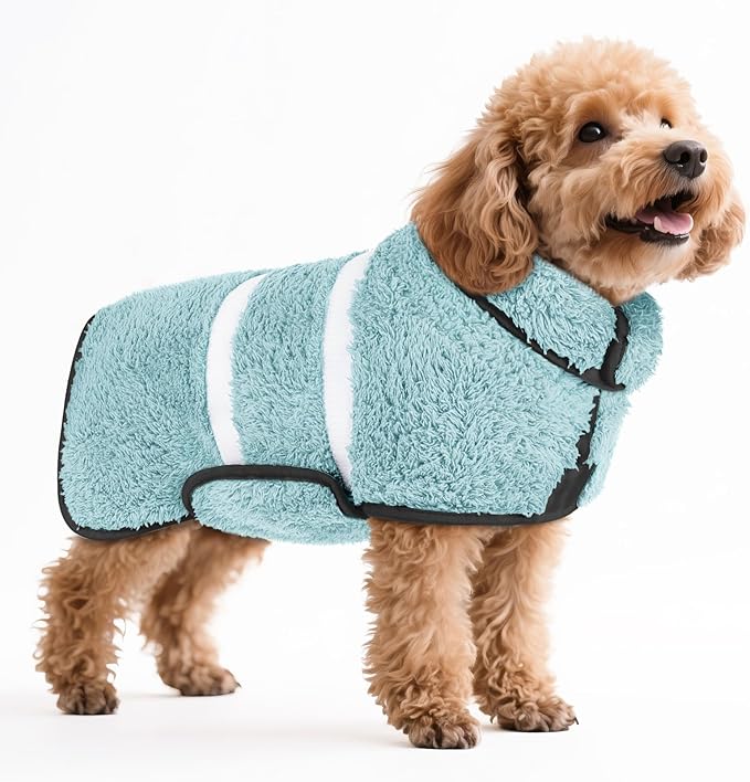 Bienbee Dog Bathrobe, Quick Drying Super Absorbent Dog Robes for After Bath, Warm Keeping Dogs Towel, Dogs Bath Supplies, Light Green S