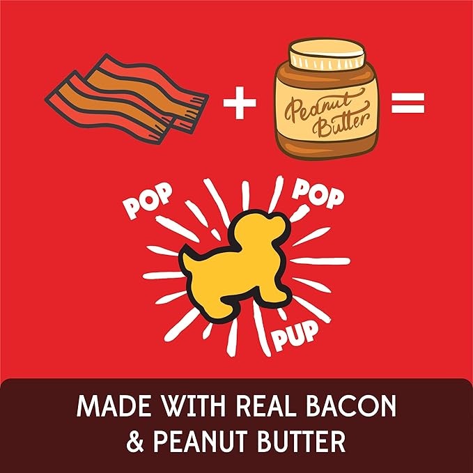 Pup Corn Plus - Puffed Dog Treats with Prebiotics and Probiotics - Bacon & Peanut Butter (4oz) - Made in USA