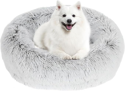 JOLLYVOGUE Dog Bed, Calming Anti-Anxiety Large Dog Bed, Fluffy Donut Cushion for Medium and Large Pets (27"/30"/36")