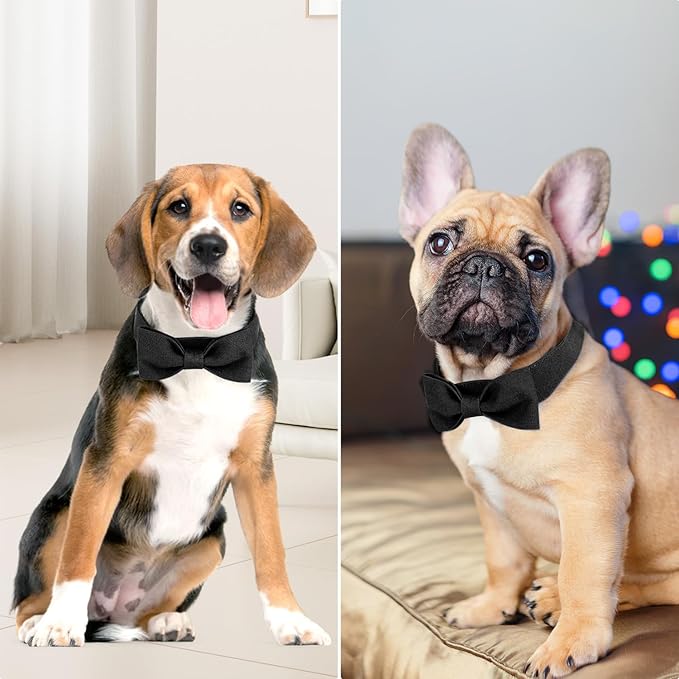 Segarty Bow Ties for Dogs, Adjustable Black Bowtie Collar for Small Medium Dogs, Durable Cats Neck Tie Tuxedo Comfortable Pets Bows Grooming Accessories for Formal Wedding Holiday Birthday Gift Party