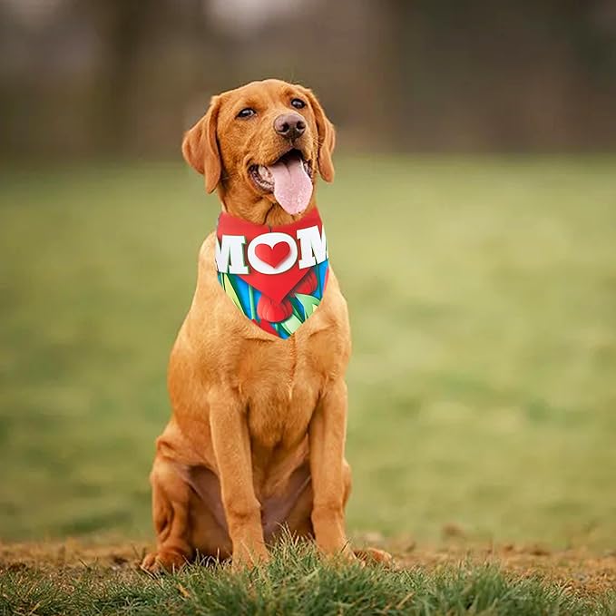 10PCS Mother’s Day Dog Bandanas for Extra Large XL XXL Triangle Bibs Head Scarves for Boys Girls Grooming Accessories Costume