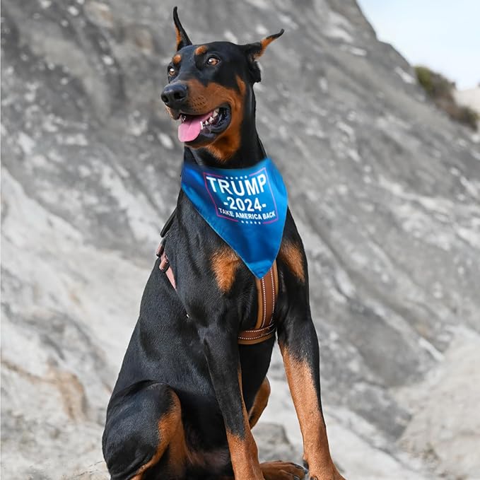 Trump Dog Bandana, Dog Bandanas Breathable Pet Triangle Scarf, Take America Back, American Flag Trump Bandana for Medium Large Dogs