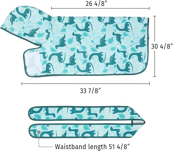 HDE Dog Bathrobe Super Absorbent Quick Drying Towel with Hood for All Dog Breeds Sizes S-XXL - Dinosaurs - XL