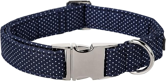 Lionet Paws Boy Dog Collar, Comfortable Adjustable Cute Navy Blue Collar with Metal Buckle for Male Puppies and Cats, XS, Neck 8-12 inches