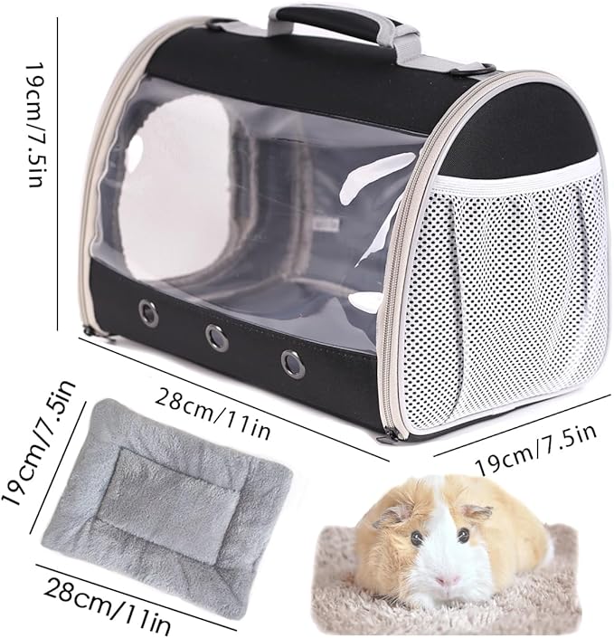 Bearded Dragon Travel Carrier with Security Printing Harness Leash Set,Lizard Carrier Cage,Guinea Pig Carrier for 2,Reptile Travel Carrier for Leopard Gecko Desert Iguana Crested Geckos