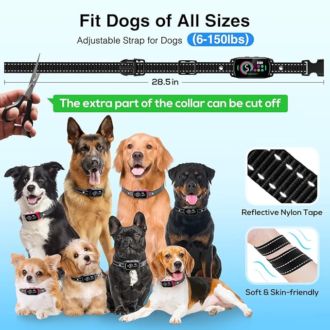 2 Pack Bark Collar, Rechargeable Dog Bark Collar for Large Medium Small Dogs, Smart Training Collar with 5 Adjustable Sensitivity Beep Vibration Harmless Shock, Anti Barking Device for Dogs (Pink)