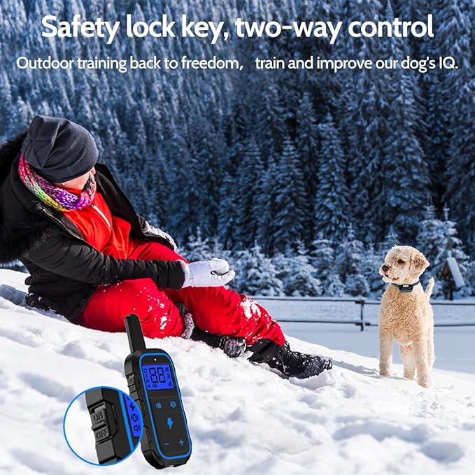Dog Training Collar Electric Dog Collar with 4 Training Modes and Rechargeable Remote Waterproof Range 3300Ft for Small Medium Large Dogs(Blue)