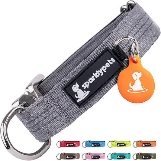 SparklyPets Small Dog Collar with Quick Release Buckle & AirTag Holder – Collars for Female Dogs & Boys with Reflective Stripes & Soft Lining – Perfect for Small & Medium Breeds