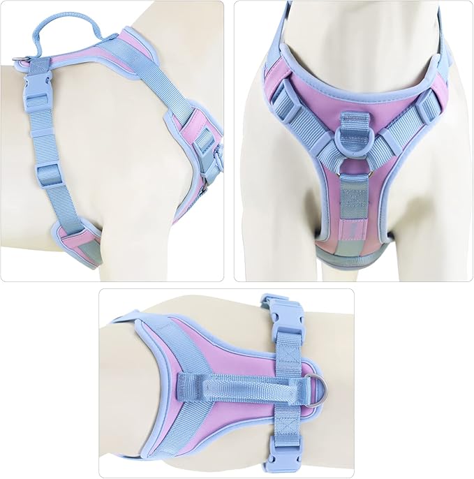 No Pull Dog Harness Adjustable Soft Padded Pet Vest with Control Handle Adorable Daily Harness for Dogs(Sweet Lilac XL)