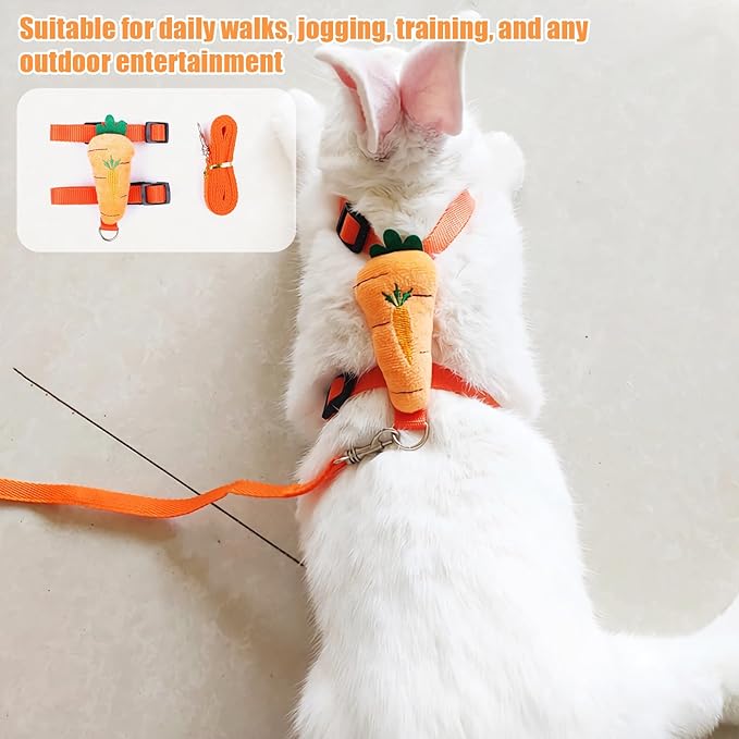 Bunny Harness and Leash for Rabbits,2 Pack Adjustable Bunny Harness,Cute Vest Harness and Leash Set, for Rabbit,Kitten, Puppy, Pig and Small Pet Animals